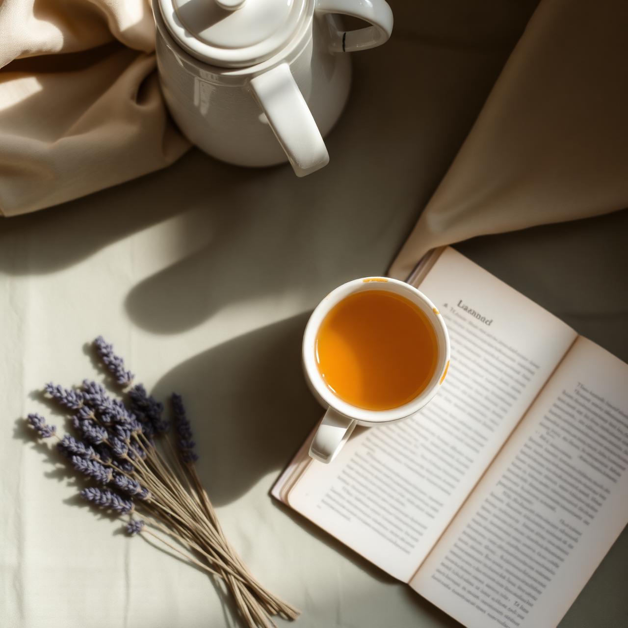 Cup of tea on a sunlit table