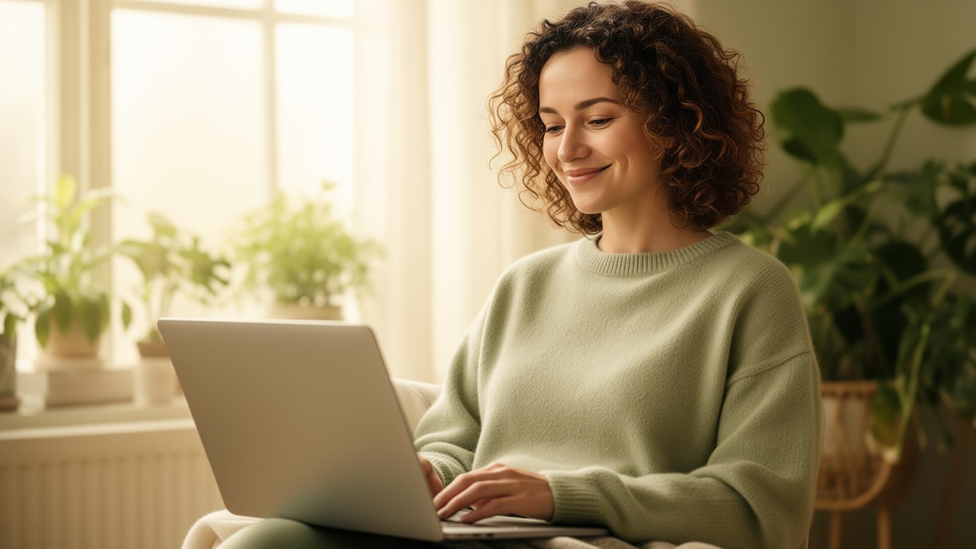 A calm online therapy session at home